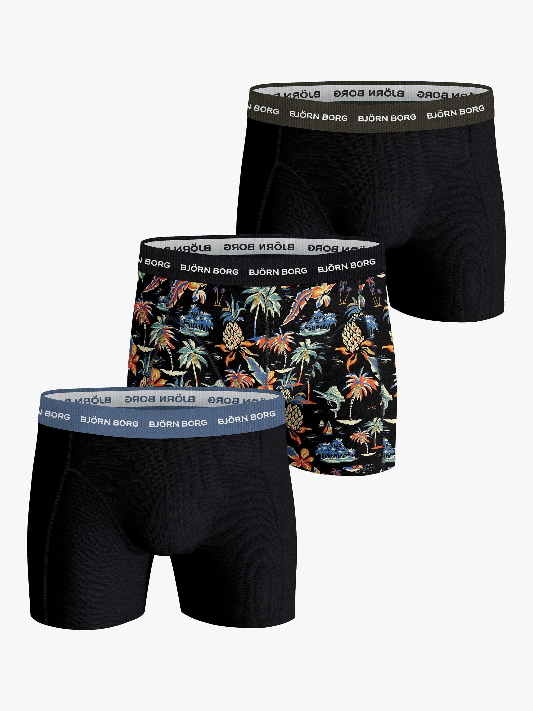 Björn Borg Cotton Plain & Exotic Boxer Briefs, Pack of 3. Multipack