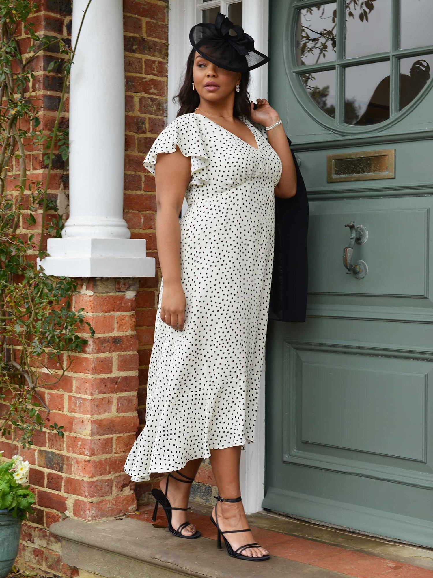 Live Unlimited Curve Mono Spot Angel Dress, Black/White
