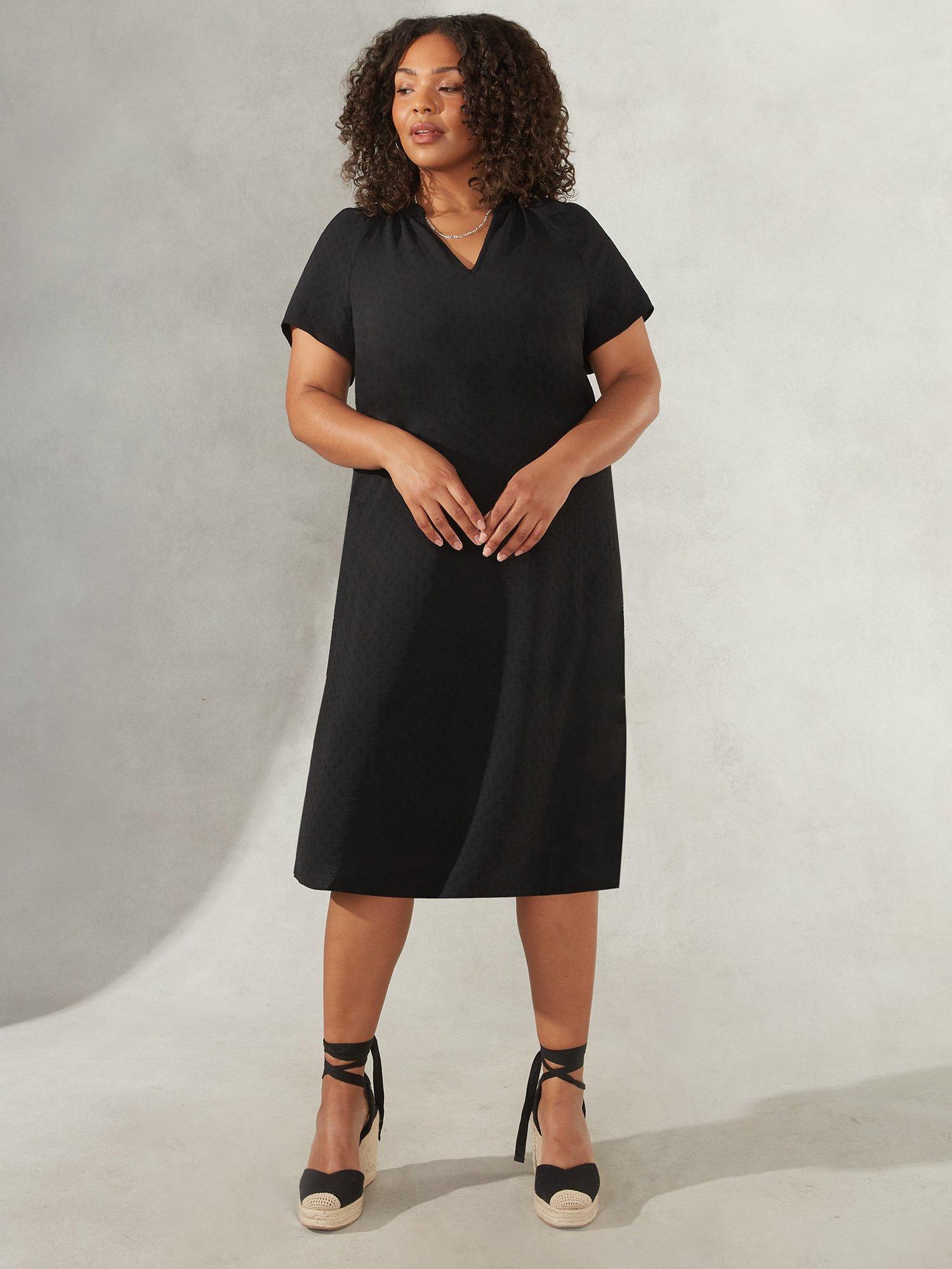 Live Unlimited Curve Shirred A Line Dress, Black