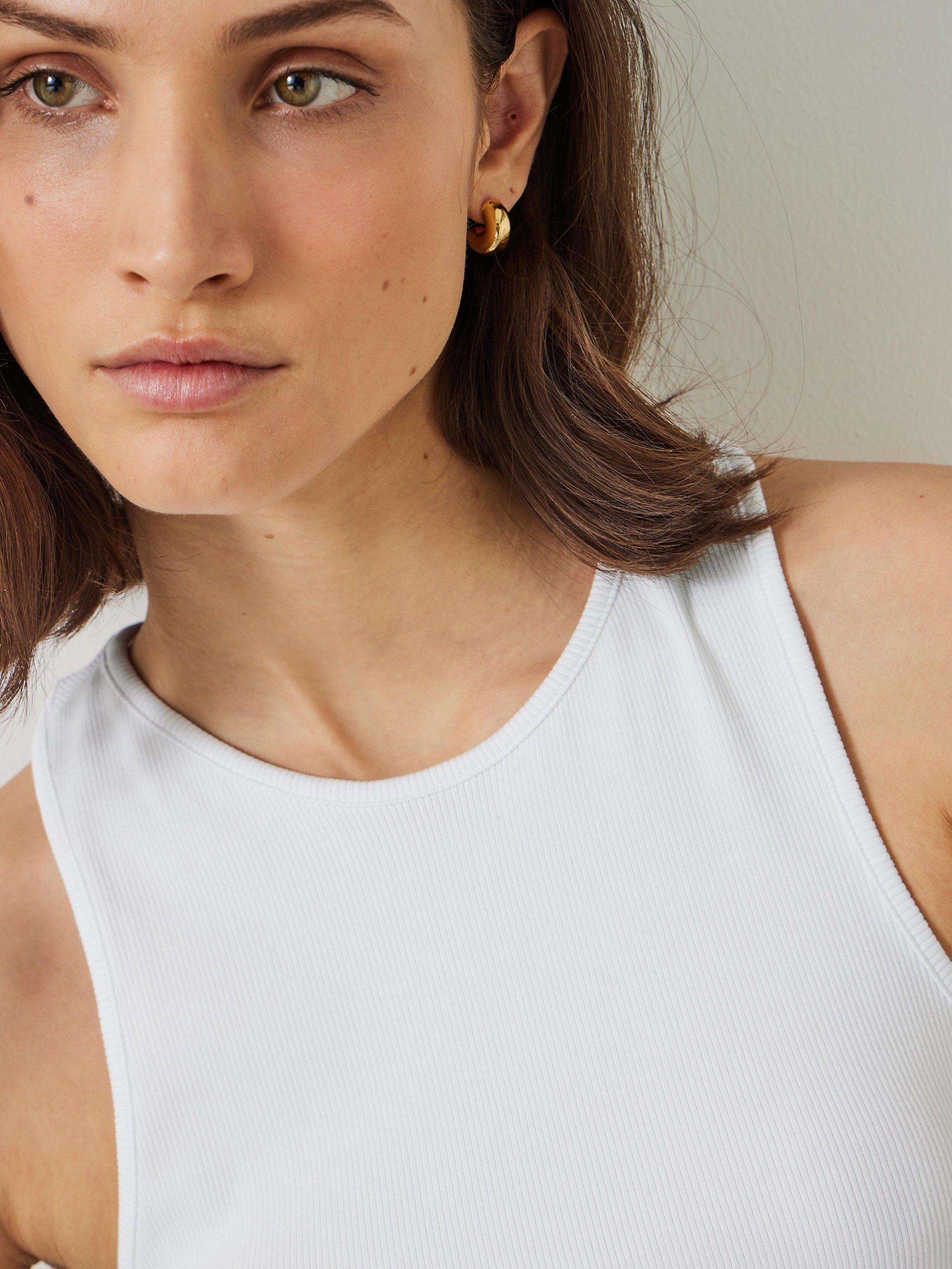 Product image 5 of 5, which shows HUSH Ribbed Scoop Neck Vest, White, XXS