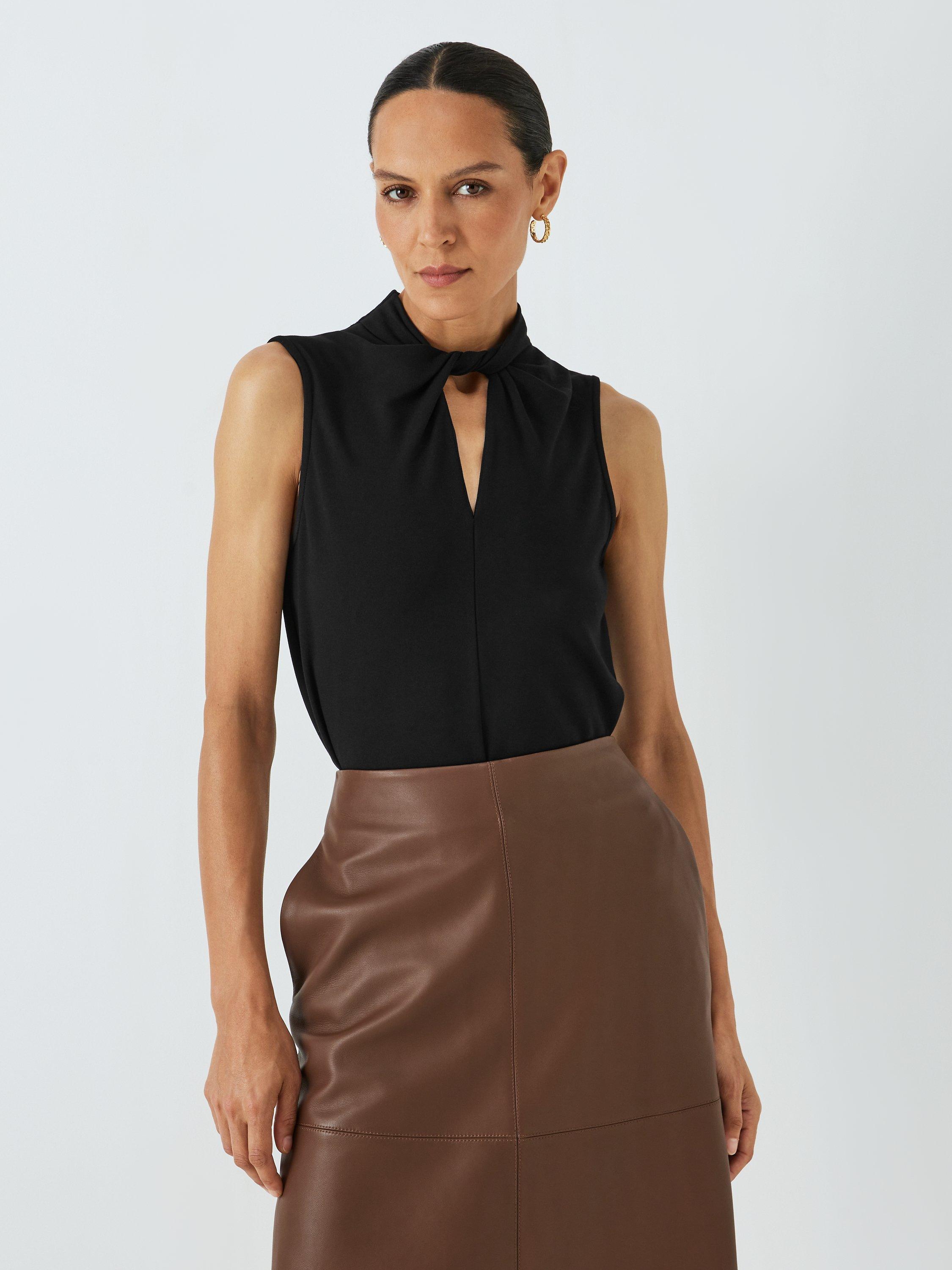 John Lewis Twist Neck Top, Black