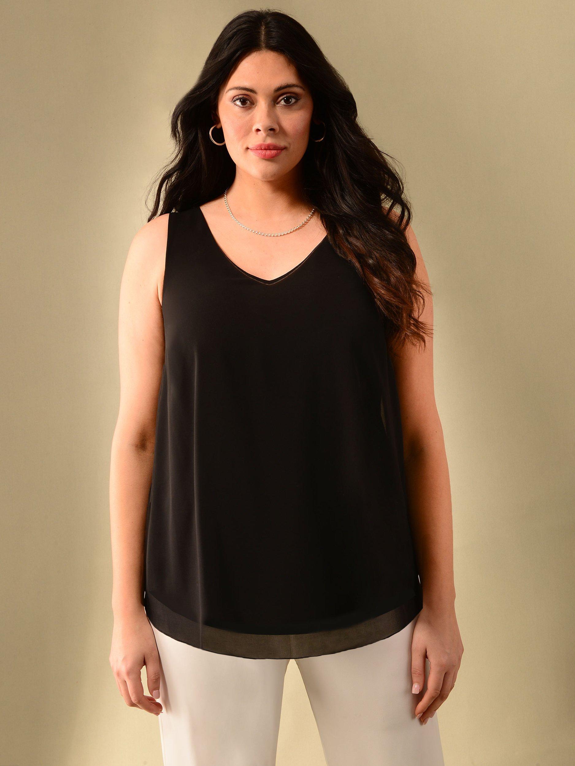 Live Unlimited Curve Chiffon Swing Vest, Black