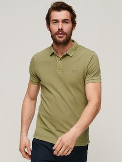 Superdry Pique Polo Shirt, Olive Khaki