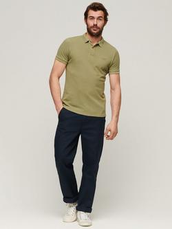 Superdry Pique Polo Shirt - view 2, Olive Khaki