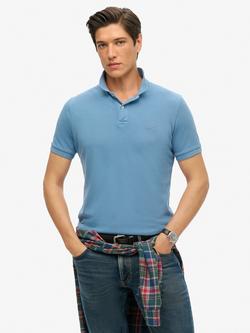 Superdry Pique Polo Shirt, Heraldic Blue