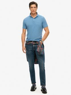 Superdry Pique Polo Shirt - view 2, Heraldic Blue