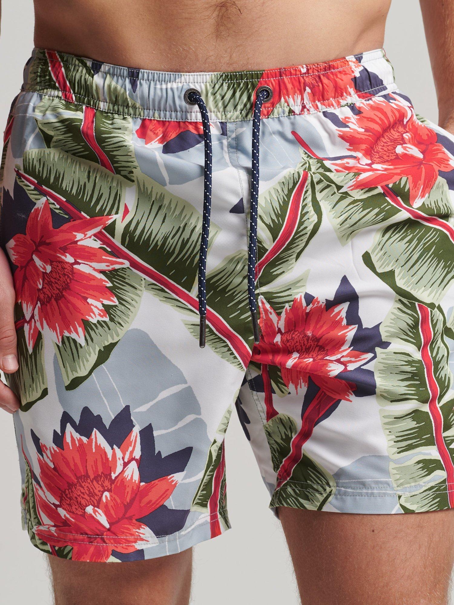 Product image 1 of 6, which shows Superdry Hawaiian Swim Shorts, Optic Banana Leaf, XL