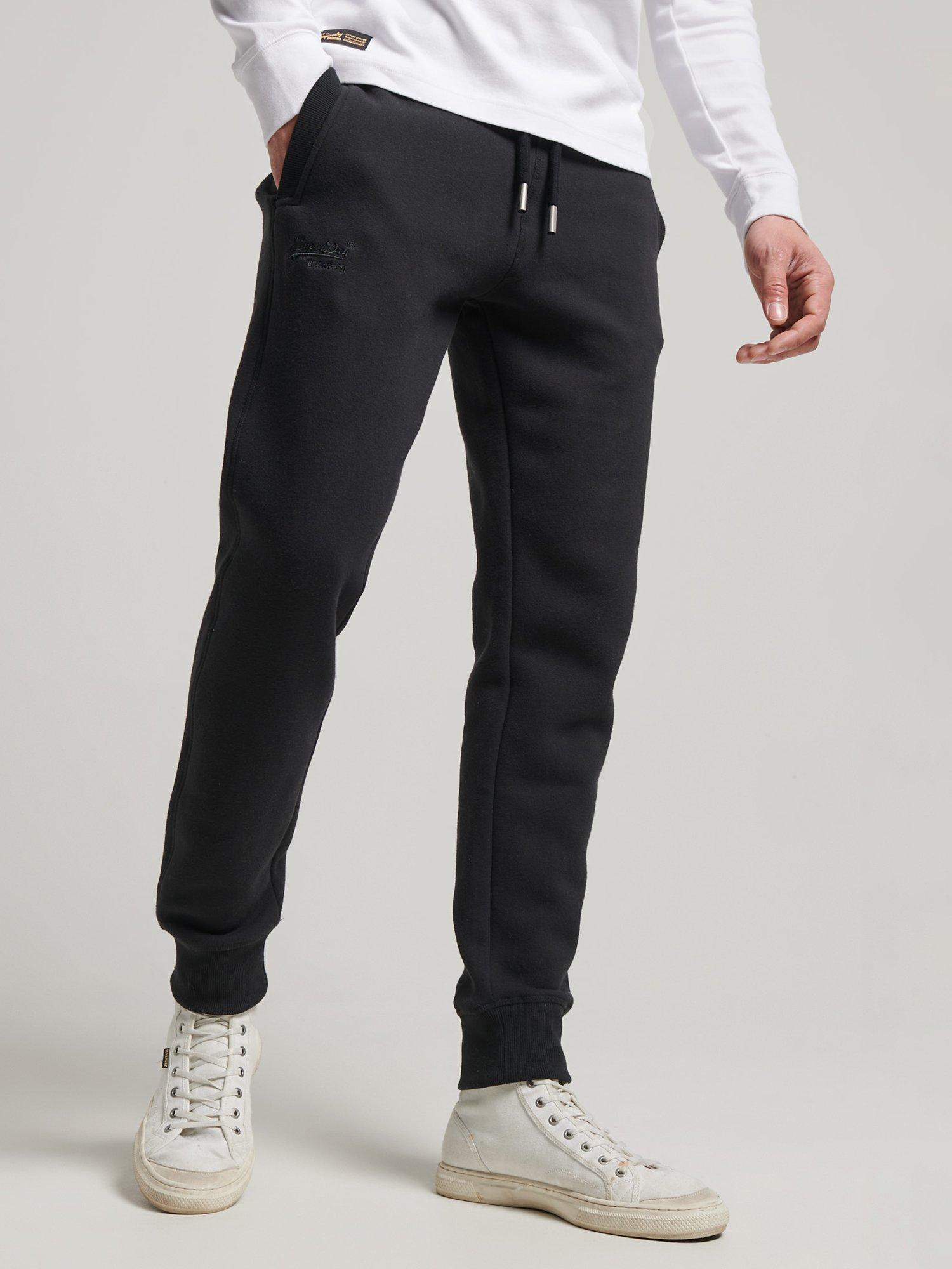 Product image 1 of 5, which shows Superdry Vintage Logo Embroidered Cuffed Joggers, Black, S