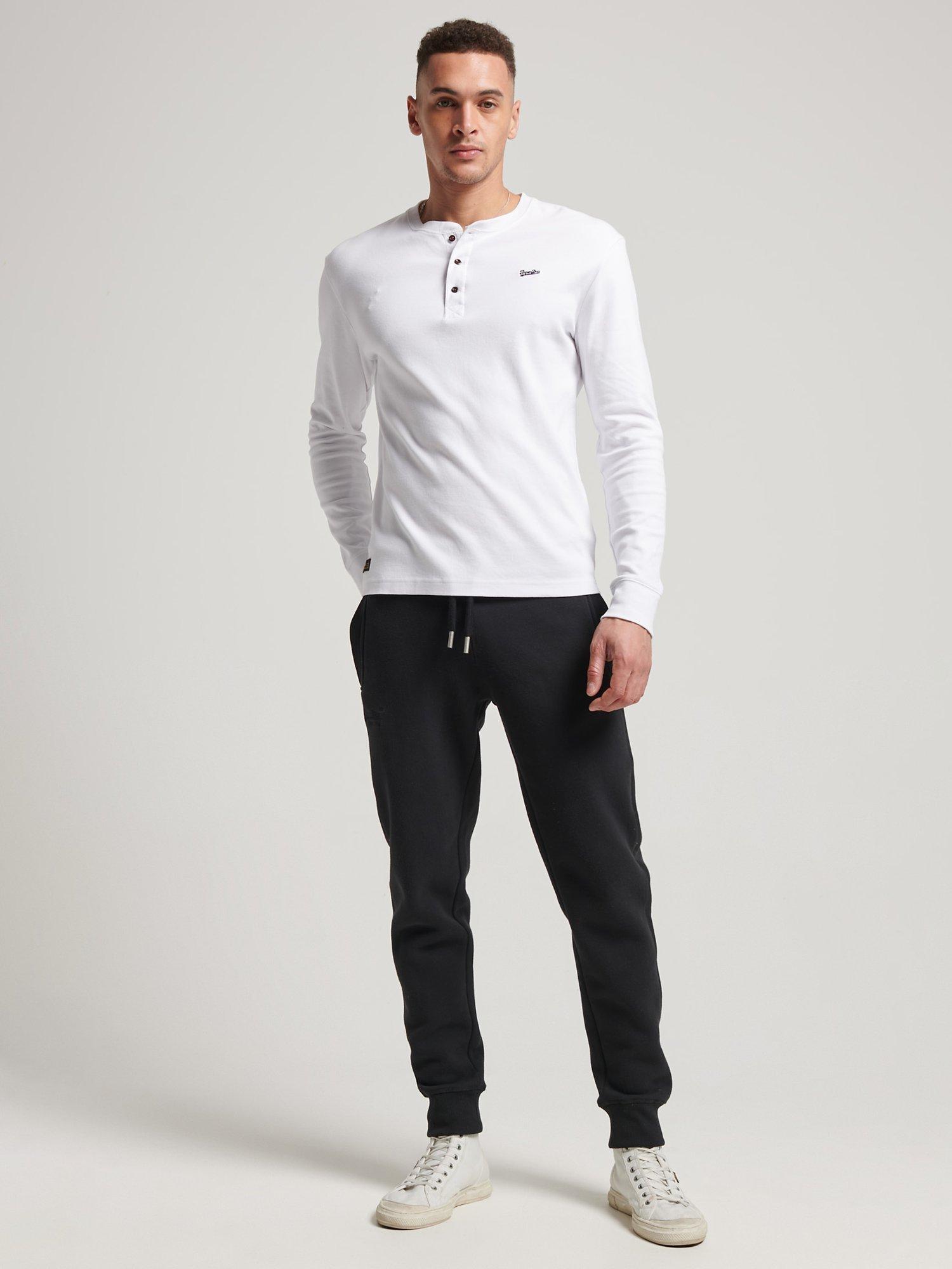 Product image 2 of 5, which shows Superdry Vintage Logo Embroidered Cuffed Joggers, Black, S