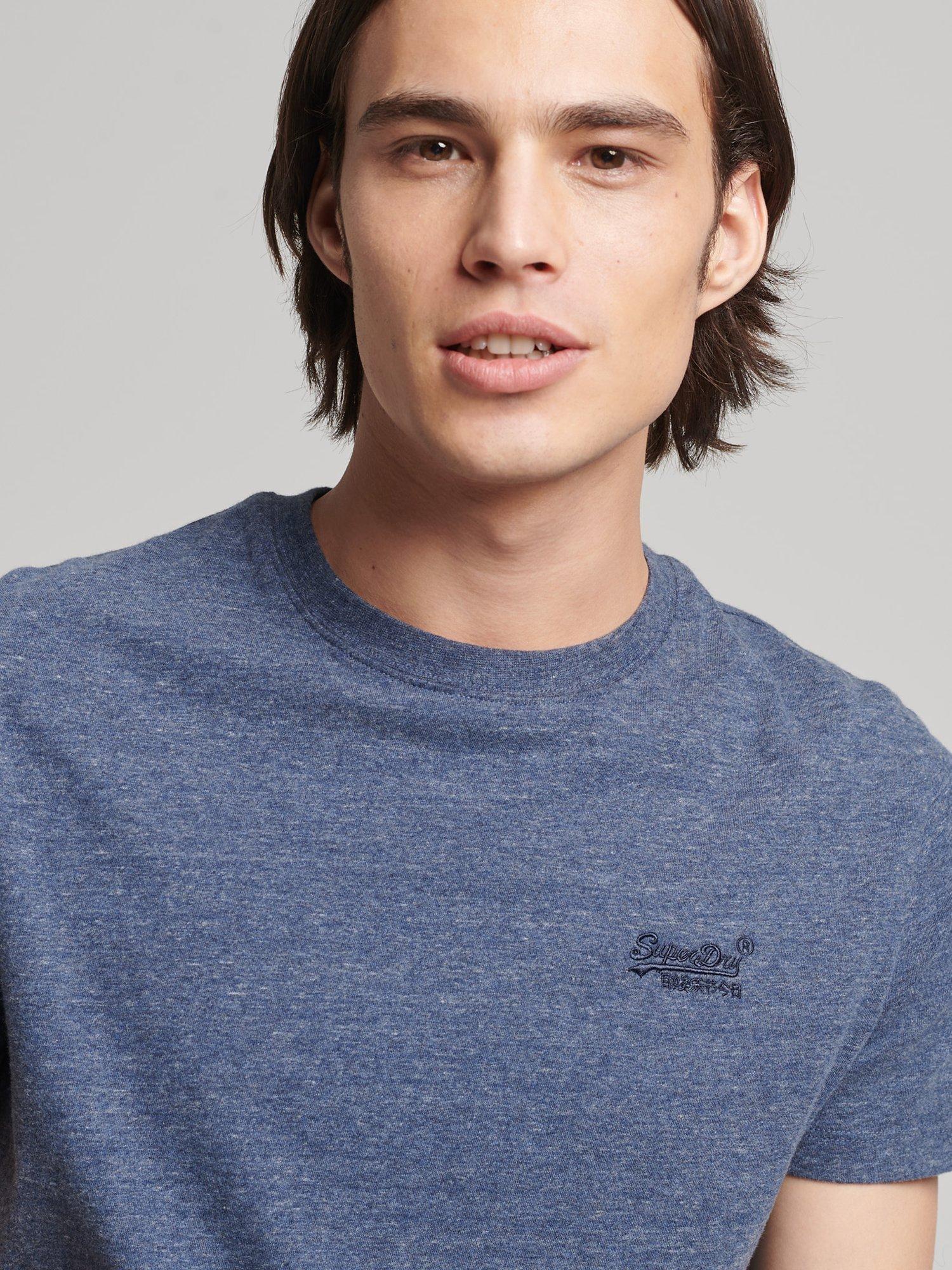 Product image 1 of 6, which shows Superdry Non-Printed Organic Cotton T-Shirt, Navy Marl, S