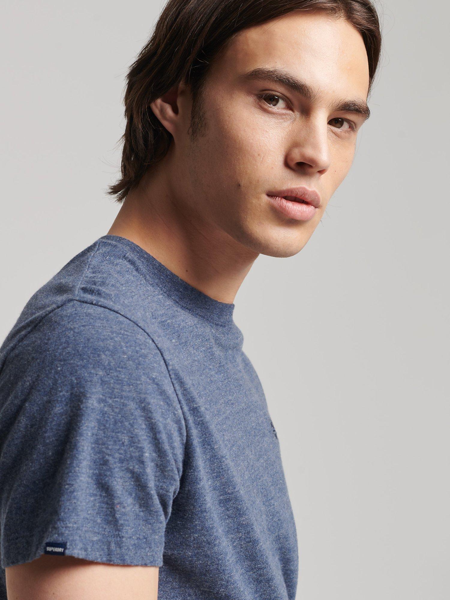 Product image 3 of 6, which shows Superdry Non-Printed Organic Cotton T-Shirt, Navy Marl, S