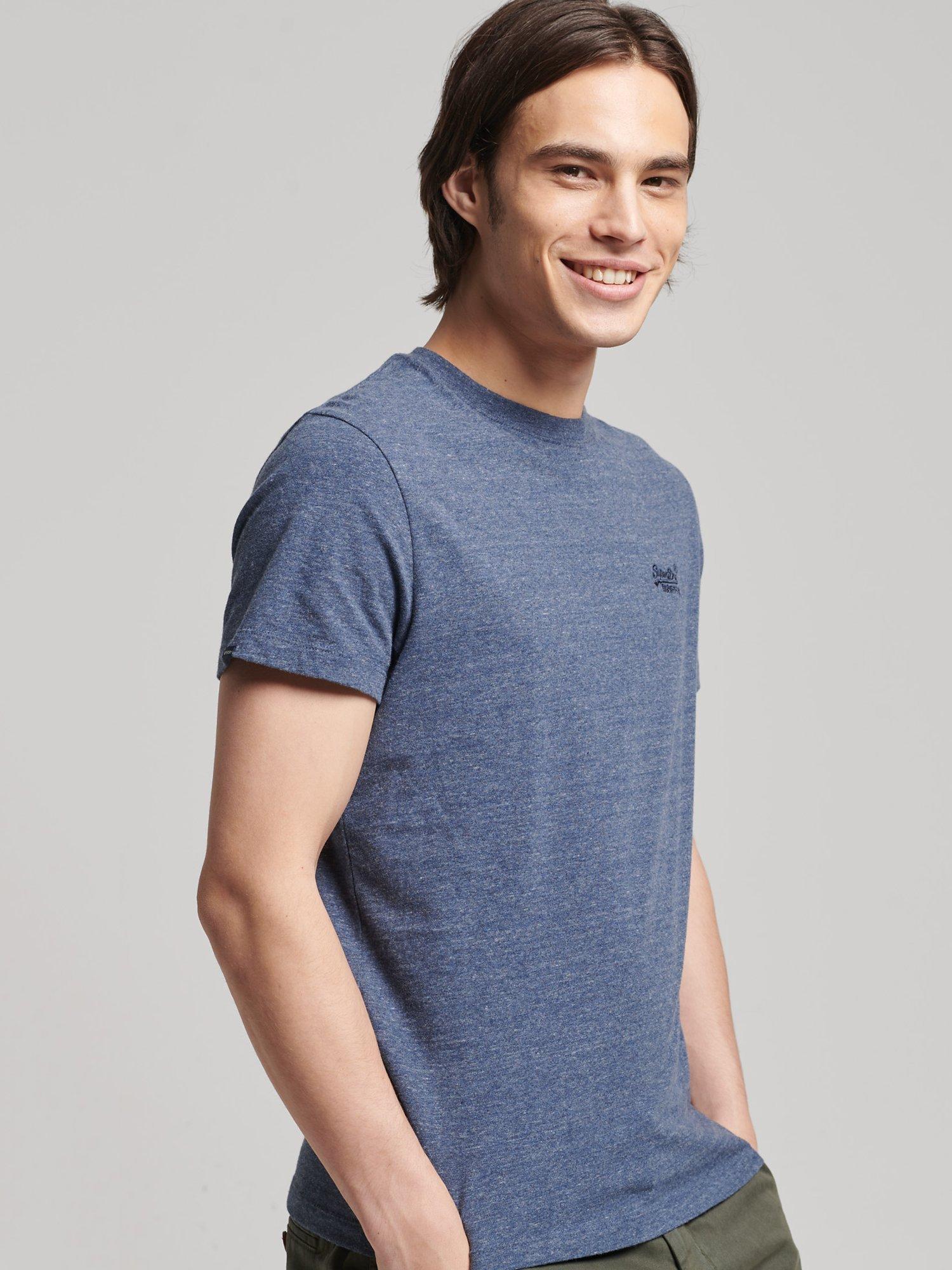 Product image 4 of 6, which shows Superdry Non-Printed Organic Cotton T-Shirt, Navy Marl, S