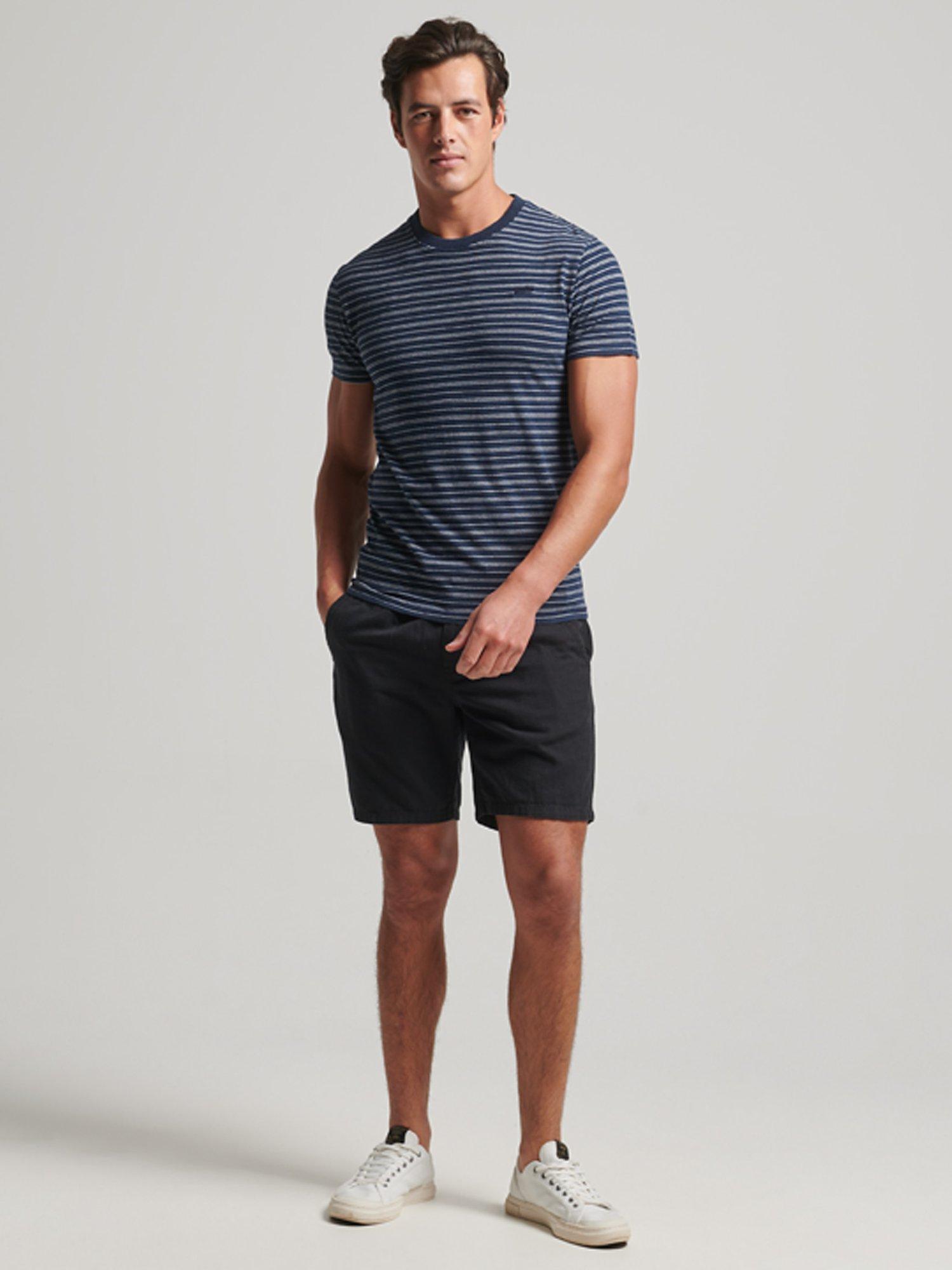 Product image 2 of 4, which shows Superdry Organic Cotton Vintage Textured Stripe T-Shirt, Trench Navy Marl, S