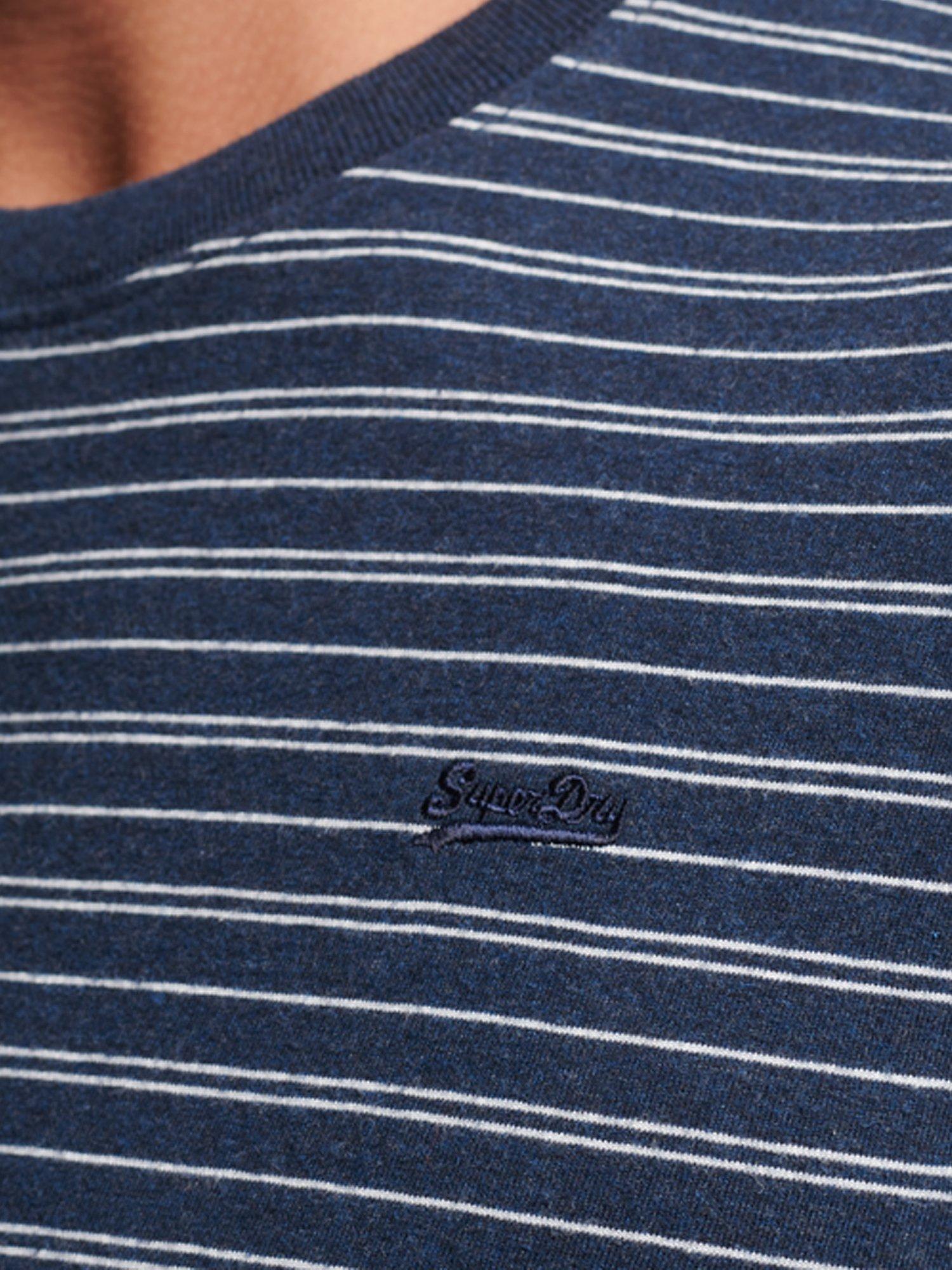 Product image 4 of 4, which shows Superdry Organic Cotton Vintage Textured Stripe T-Shirt, Trench Navy Marl, S