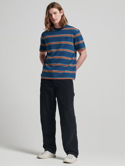 Superdry Organic Cotton Vintage Textured Stripe T-Shirt - view 2, Blue Bottle Stripe