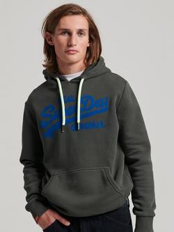 Superdry Vintage Logo Neon Hoodie, Carbon Grey
