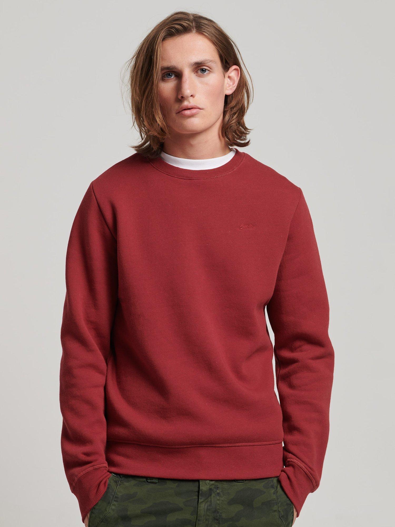 Product image 1 of 4, which shows Superdry Vintage Logo Embroidered Crew Sweatshirt, Track Red Marl, S