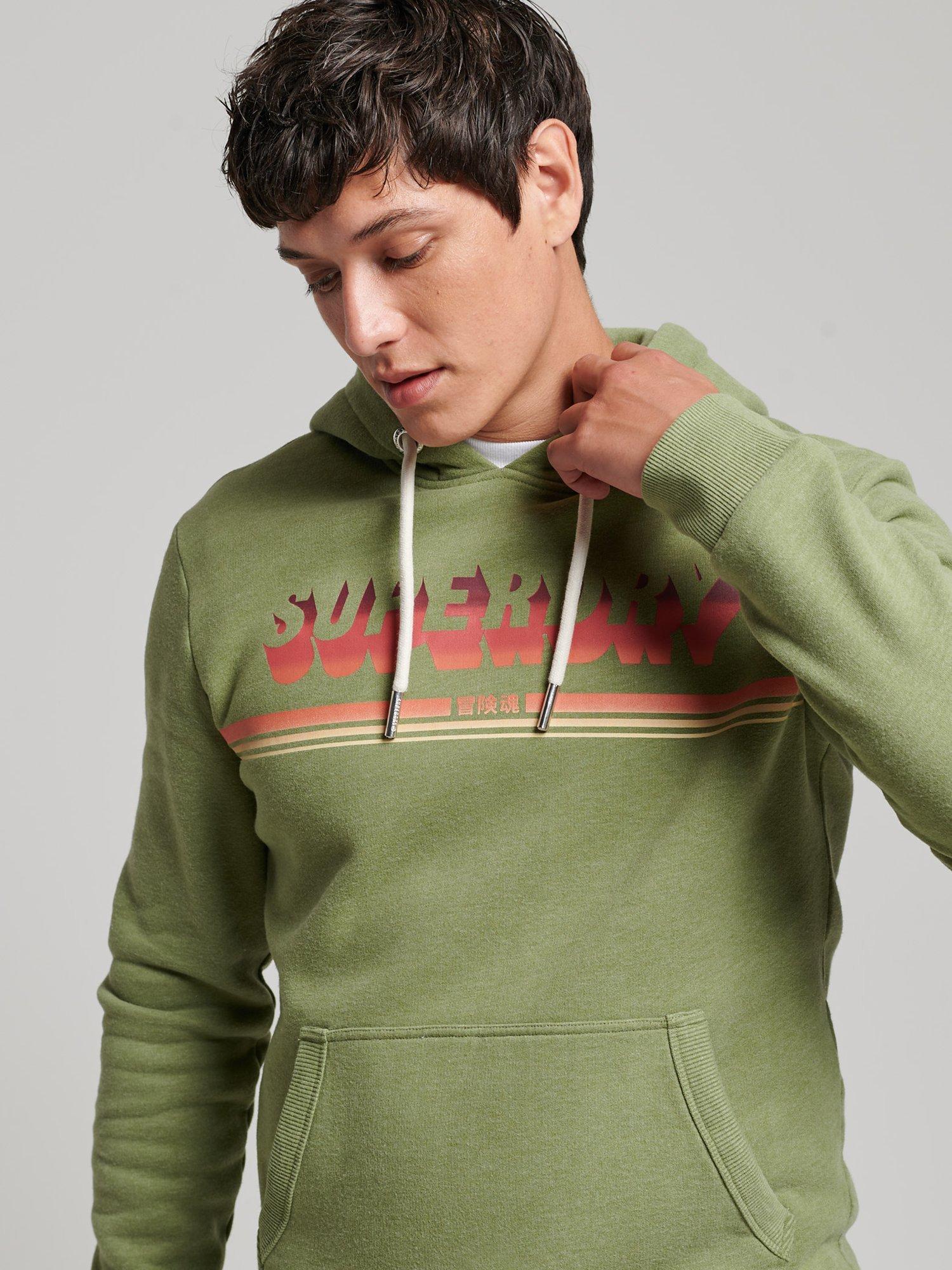 Product image 1 of 5, which shows Superdry Vintage Shadow Hoodie, Oil Green Marl, S