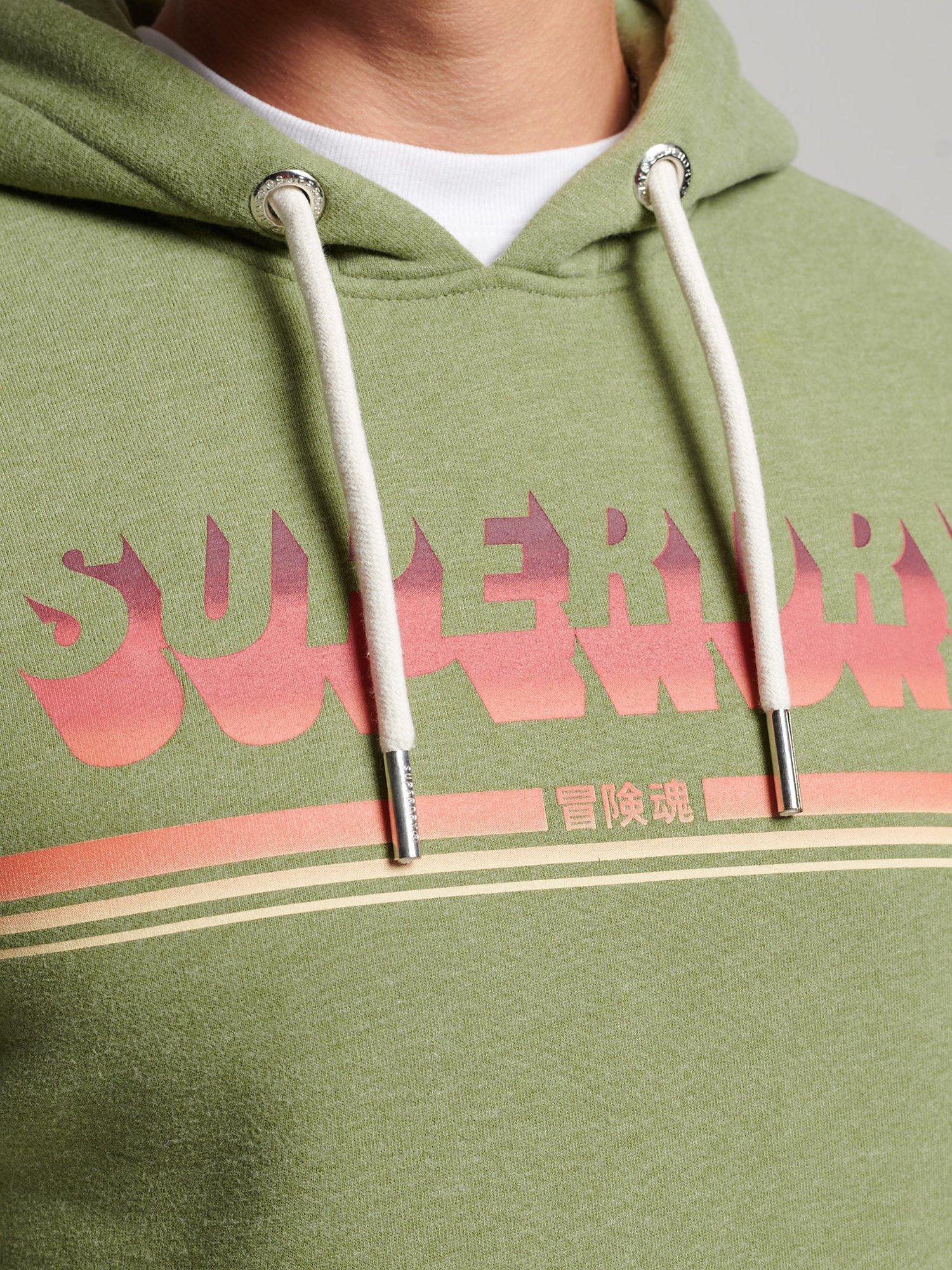 Product image 4 of 5, which shows Superdry Vintage Shadow Hoodie, Oil Green Marl, S