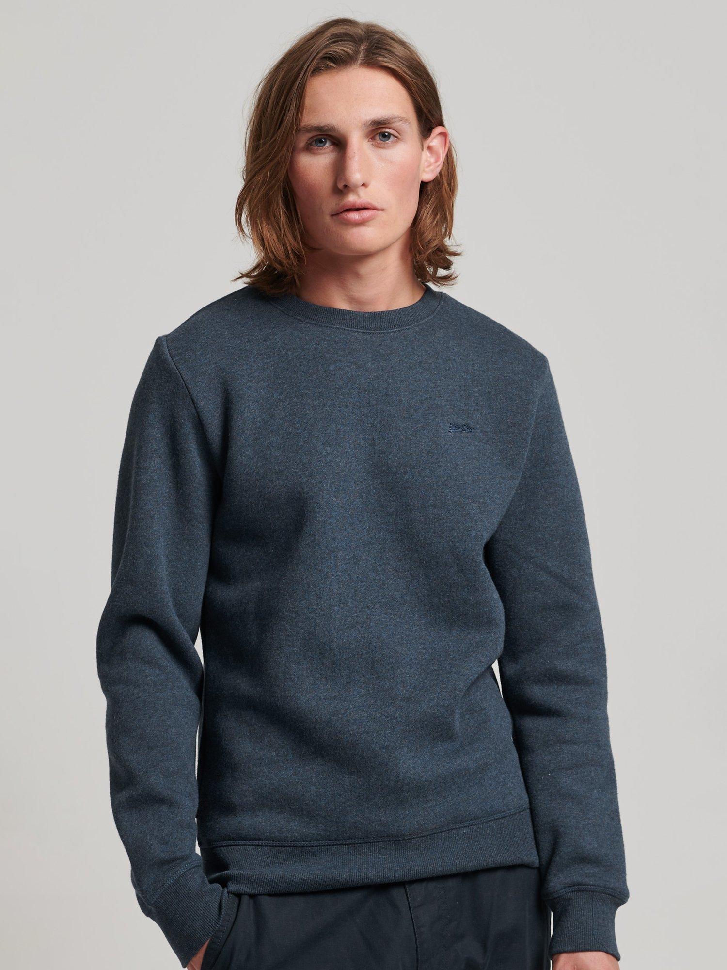 Product image 1 of 4, which shows Superdry Vintage Logo Embroidered Crew Sweatshirt, Vintage Navy Marl, S