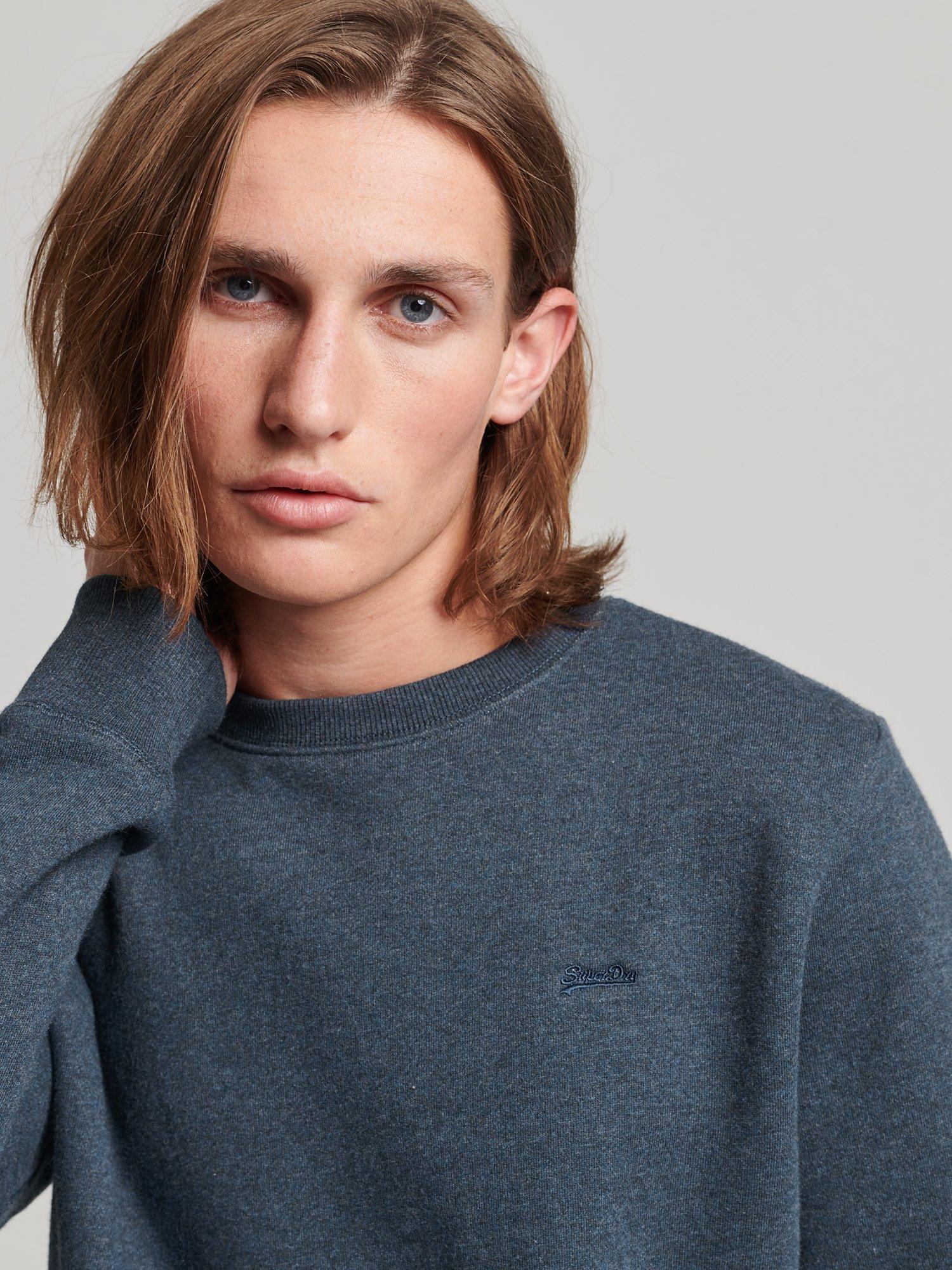 Product image 3 of 4, which shows Superdry Vintage Logo Embroidered Crew Sweatshirt, Vintage Navy Marl, S