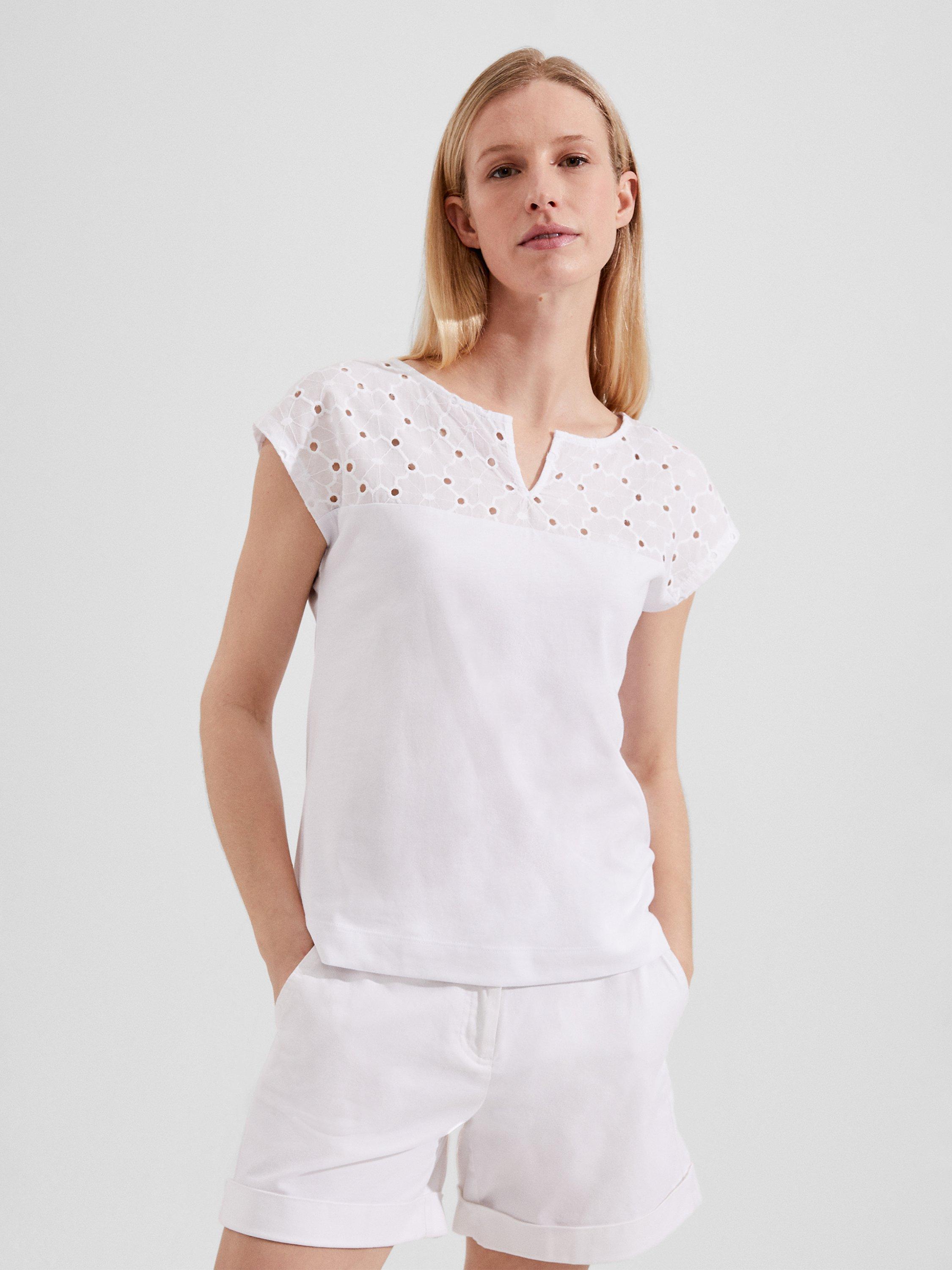 Hobbs Helena Broderie Anglaise Cotton Top, White