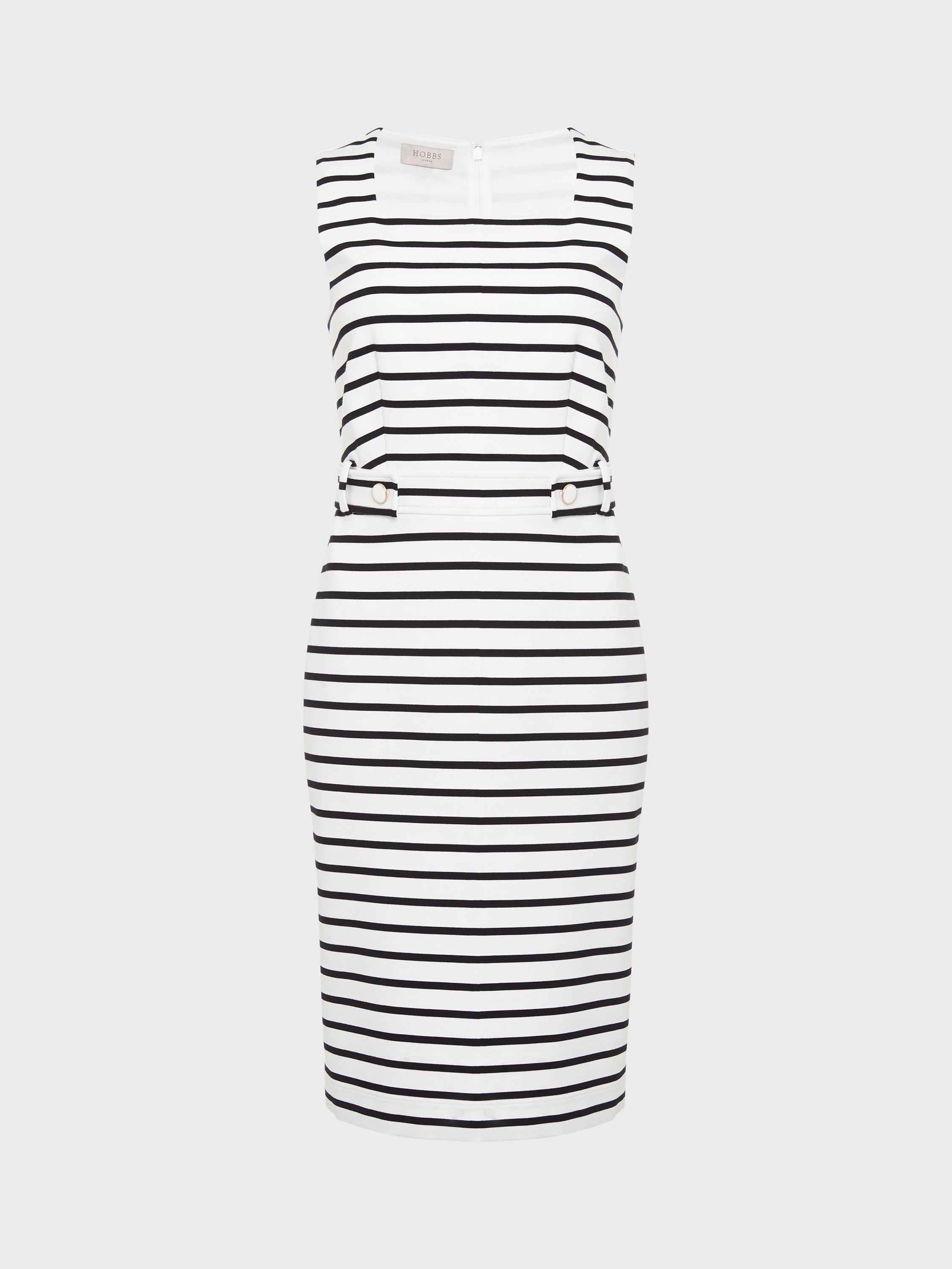Product image 6 of 6, which shows Hobbs Audra Stripe Shift Dress, Ivory/Hobbs Navy, 18