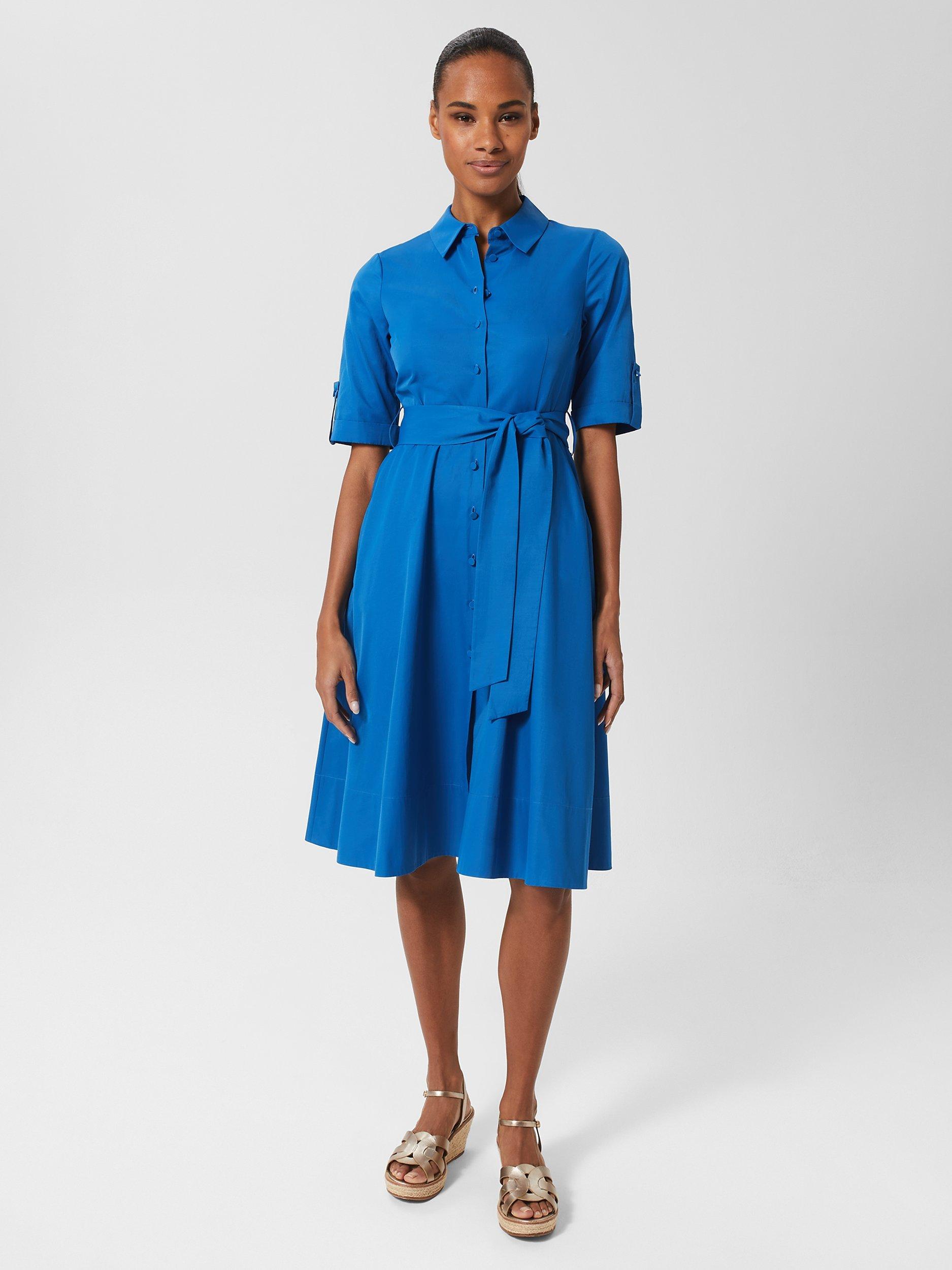 Hobbs Tyra Belted Shirt Dress Blue