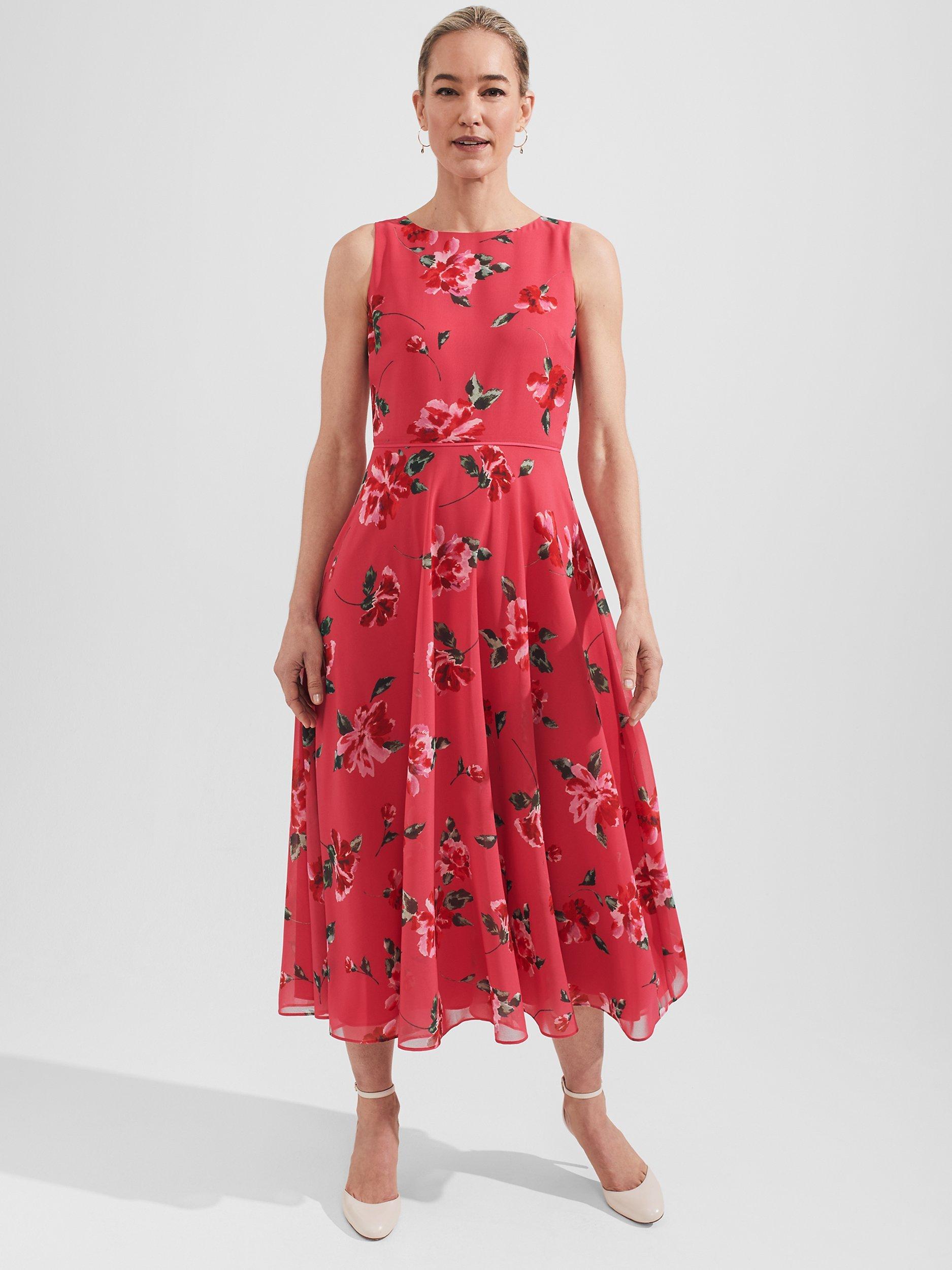 Hobbs Petite Carly Floral Print Midi Dress