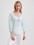 Hobbs Kristina Blouse, Blue/Ivory