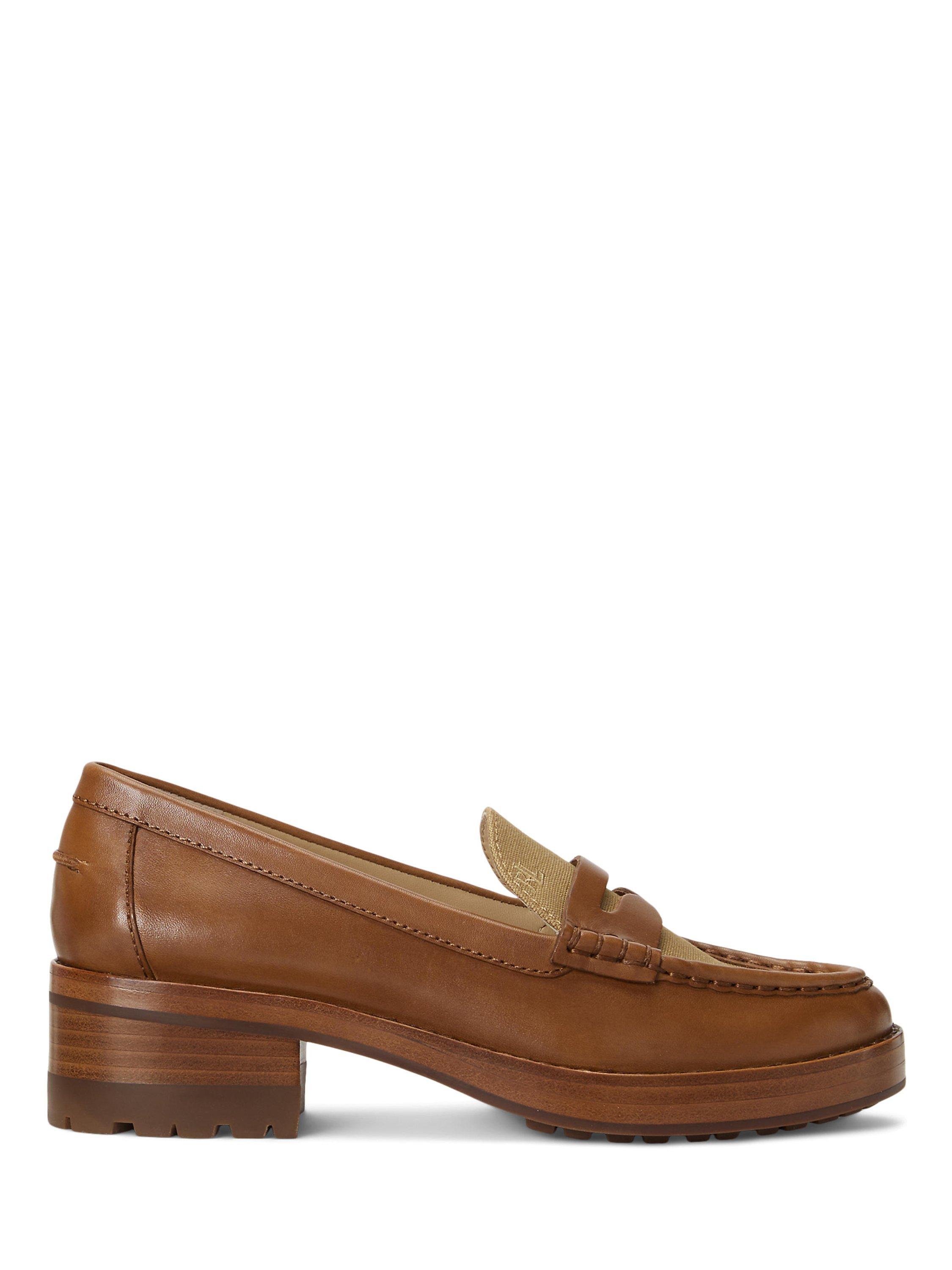 Lauren Ralph Lauren Wren Leather Loafers, Deep Saddle Tan/Camel