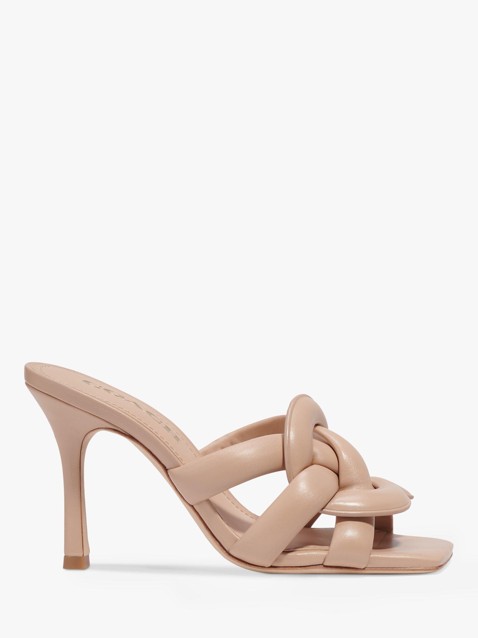 Coach Kellie High Heel Leather Mule Sandals, Beechwood