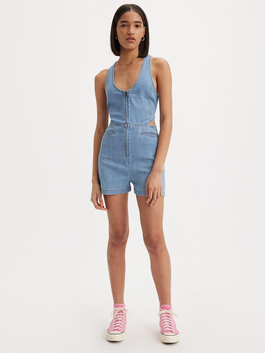 Levi's Rydon Cut Out Denim Playsuit, Blushing Don