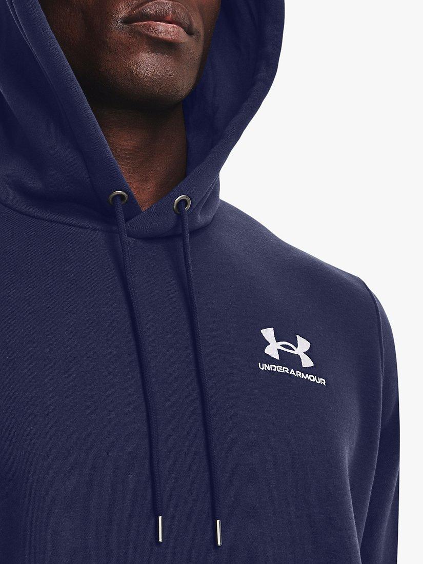 Product image 3 of 6, which shows Under Armour Essential Fleece Hoodie, Midnight Navy/White, S