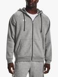 Under Armour Rival Fleece Full Zip Training Hoodie, Light Heather/White