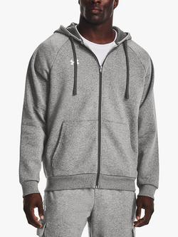 Under Armour Rival Fleece Full Zip Training Hoodie, Light Heather/White, Light Heather/White