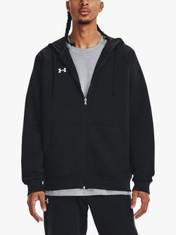 Under Armour Rival Fleece Full-Zip Hoodie, Black/White, Black /  / White