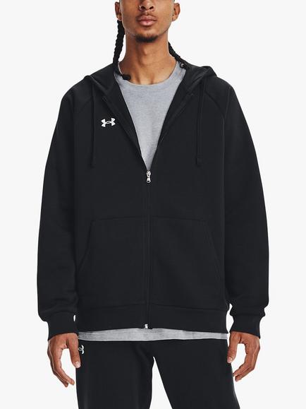 Under Armour Rival Fleece Full-Zip Hoodie, Black/White, Black/White