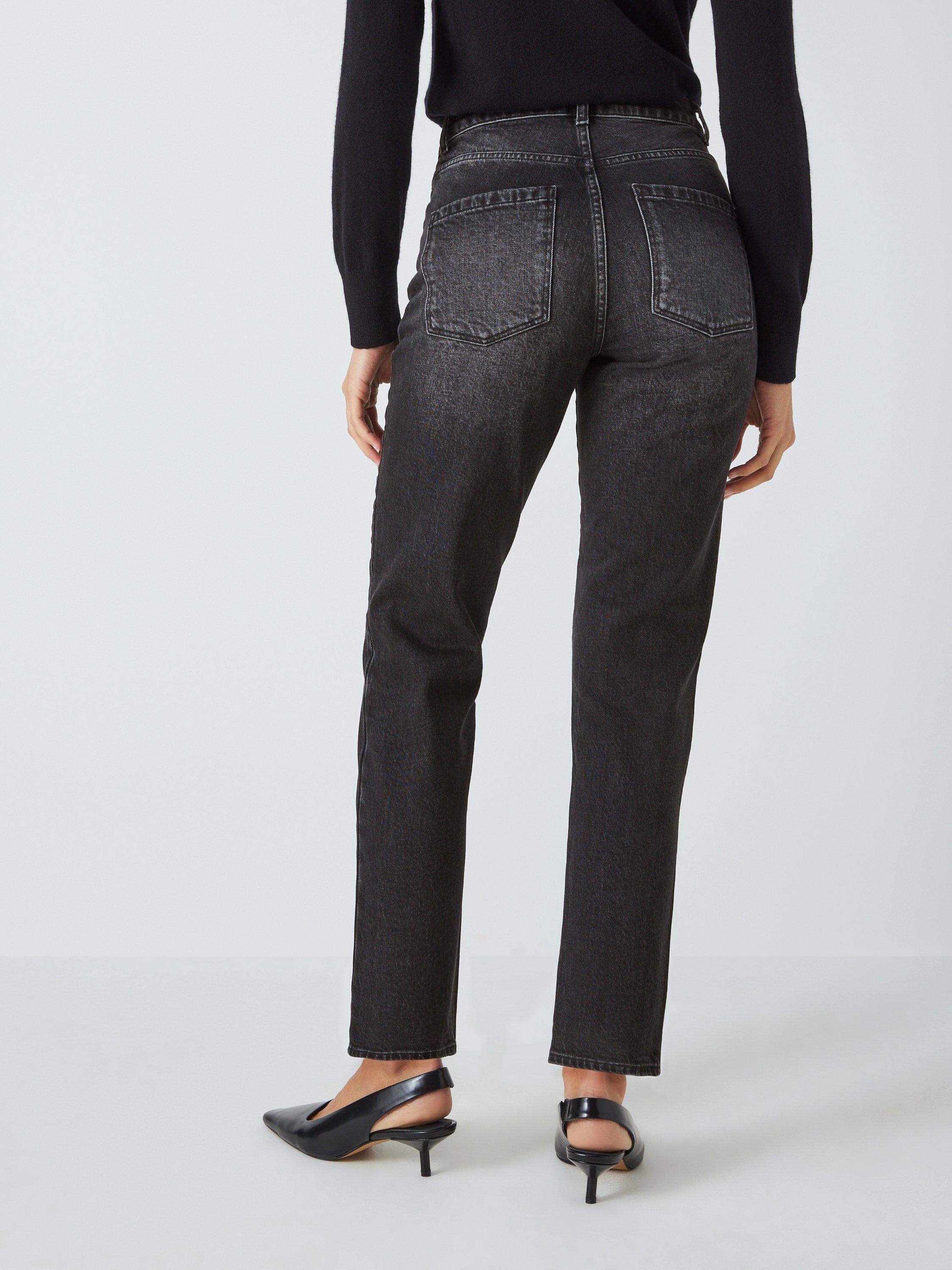 John Lewis Premium Authentic Straight Leg Jeans, Black Wash, 8