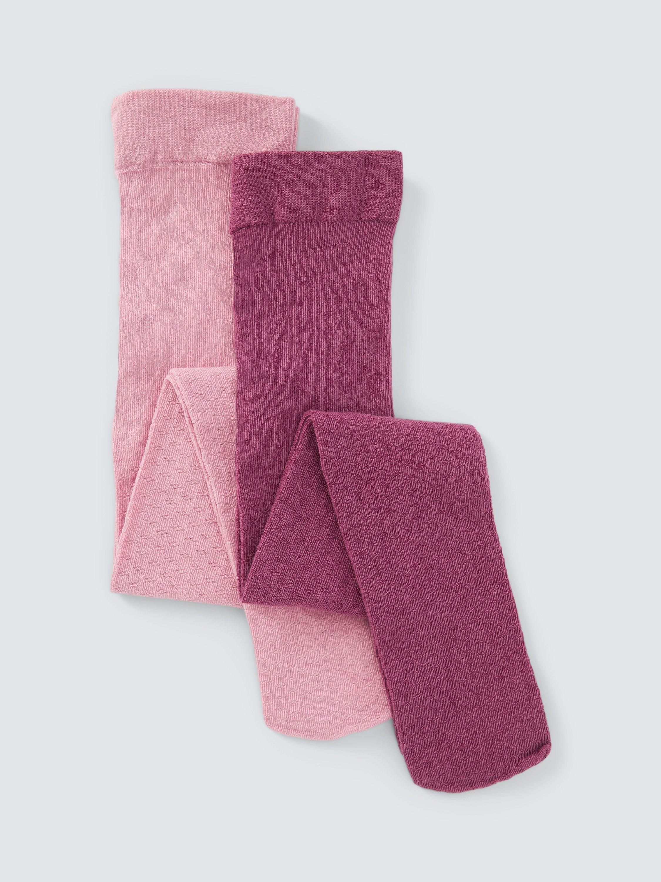 John Lewis Kids' Pointelle Cotton Tights, Pack of 2, Multi