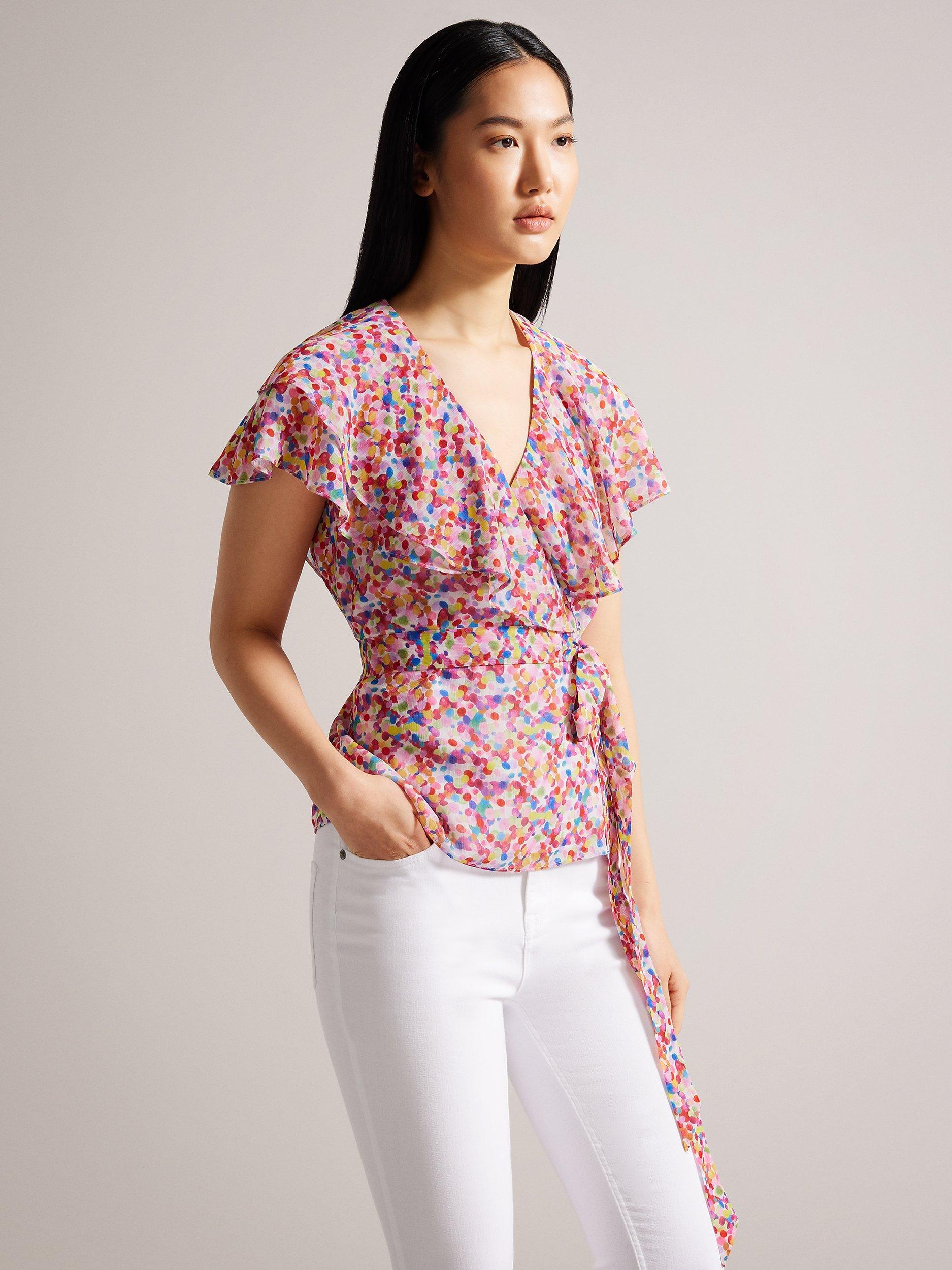 Ted Baker Brrooke Frill Wrap Top, Pink