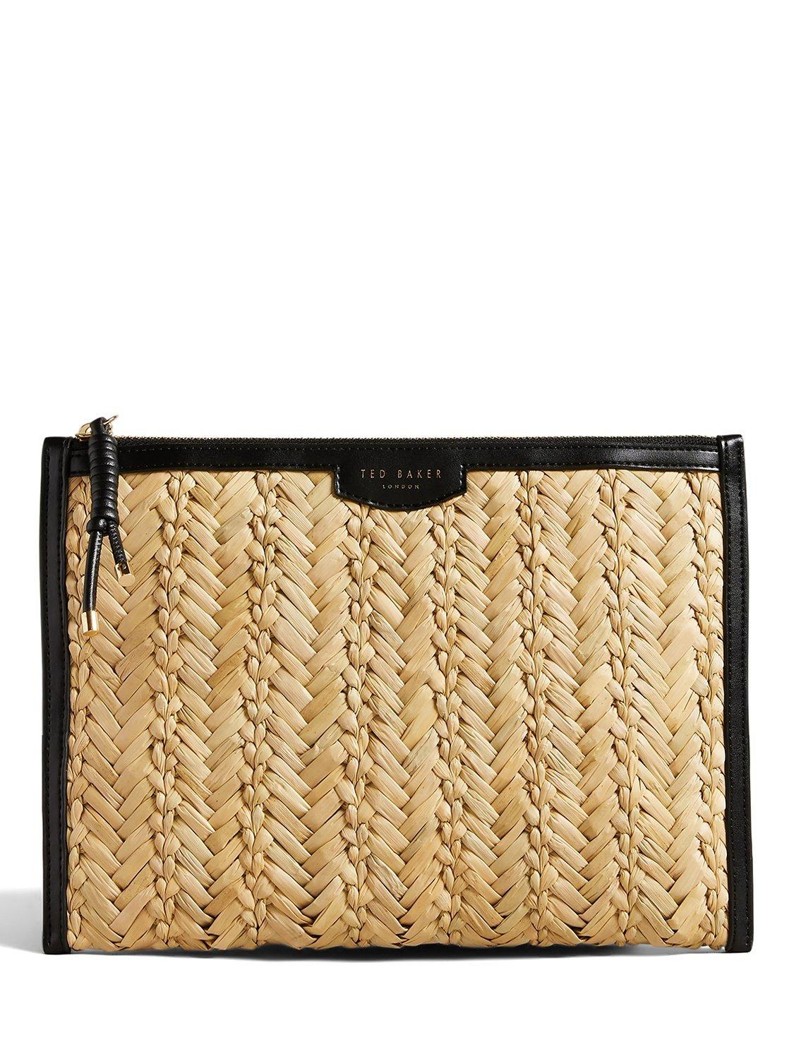 Ted Baker Ivelin Woven Seagrass Clutch Bag, Black, One Size