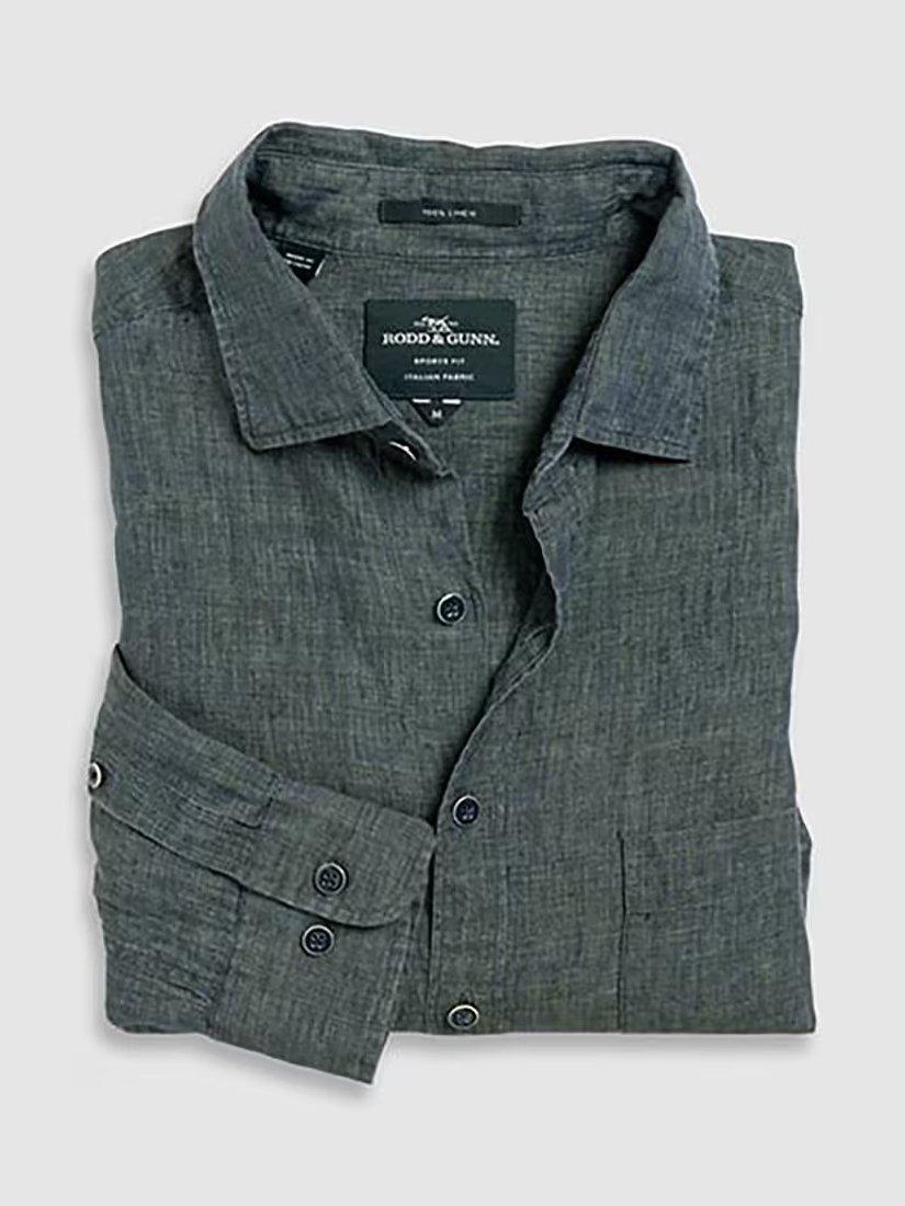 Product image 4 of 5, which shows Rodd & Gunn Coromandel Linen Slim Fit Long Sleeve Shirt, Ash, XS