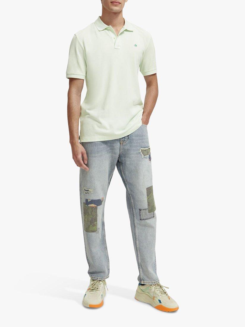 Product image 3 of 5, which shows Scotch & Soda Organic Cotton Short Sleeve Polo Top, 0108 - Mint, L