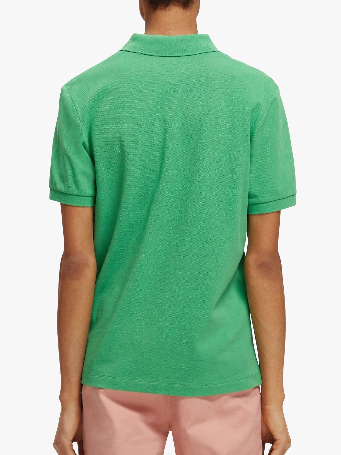 Scotch & Soda Organic Cotton Short Sleeve Polo Top, 5612 - Amazon Green, S
