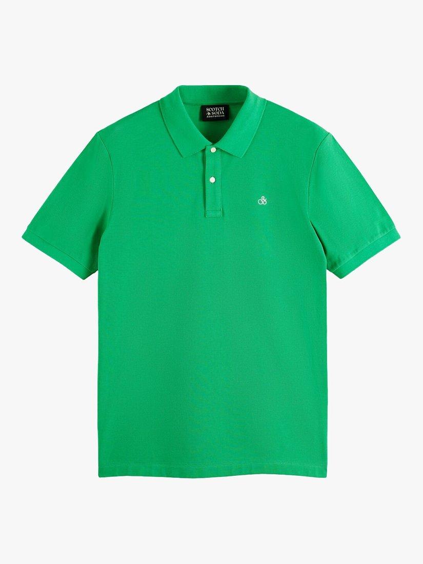 Scotch & Soda Organic Cotton Short Sleeve Polo Top, 5612 - Amazon Green, S