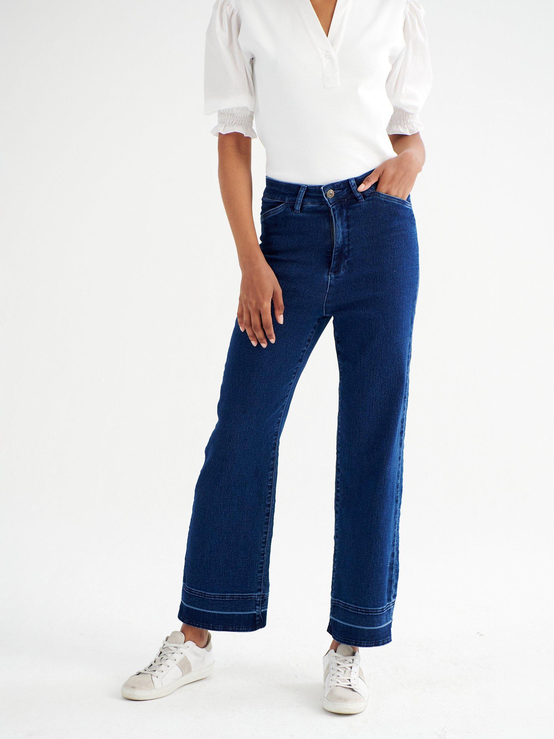 Product image 2 of 7, which shows NRBY Ash Denim Wide Leg Jeans, Dark Wash, 8