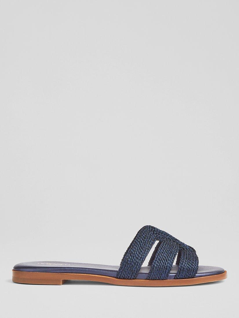 L.K.Bennett Riley Woven Sliders, Navy