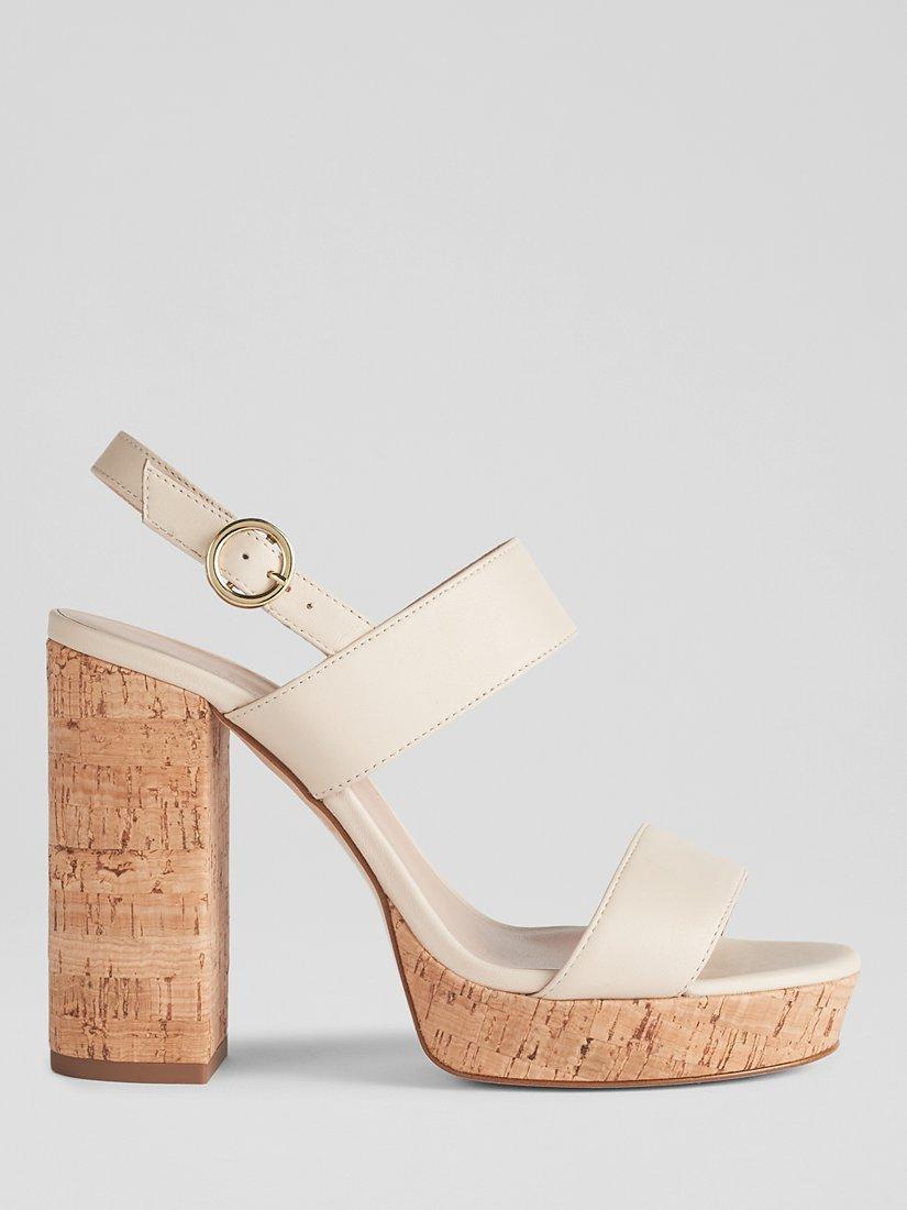 L.K.Bennett Misty Leather Platform Heeled Sandals, White