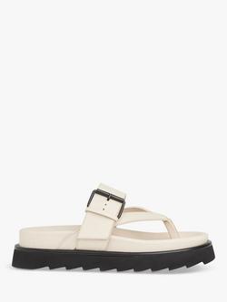 Whistles Sutton Toe Post Buckle Leather Slider Sandals, White
